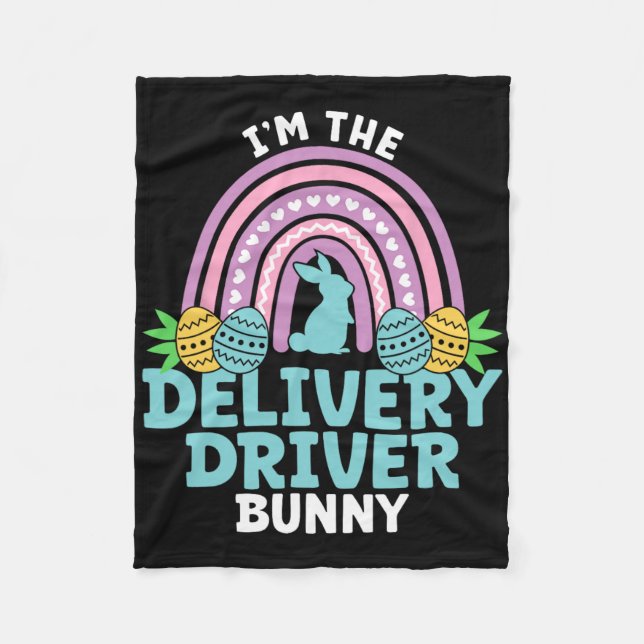 Couverture Polaire Joyeuse fête de Pâques Je suis le lapin chauffeur  (Devant)