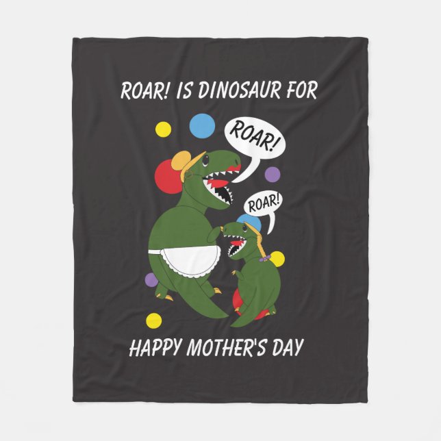 Couverture Polaire Joyeuse Fête des mères Dinosaure Roar Personnalise (Devant)