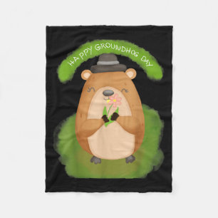 Couverture Polaire Joyeuse Fête Du Marmotte Pour Les Femmes Hommes Et