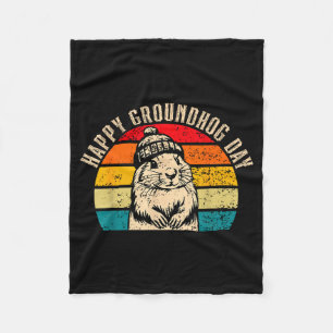 Couverture Polaire Joyeuse journée du marmotte 2025 Woodchuck Vintage