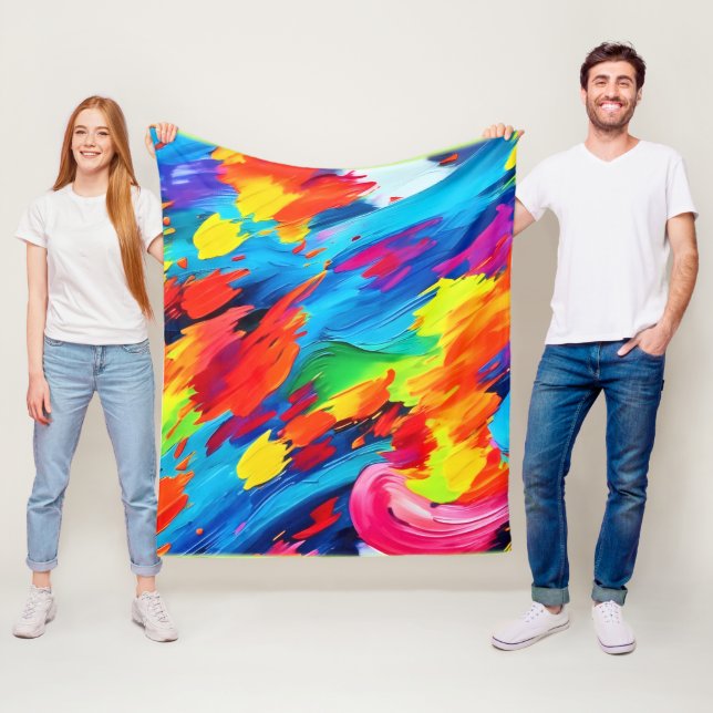 Couverture Polaire Joyeuse peinture couleur explosion (En situation)