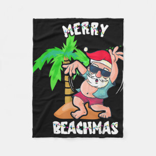 Couverture Polaire Joyeuse plage Noël en juillet drôle de Père Noël X