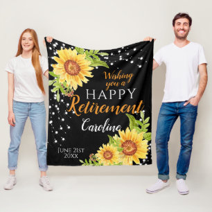 Couverture Polaire Joyeuse retraite florale tournesol noir