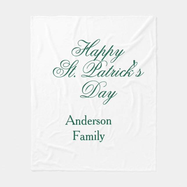 Couverture Polaire Joyeuse Saint-Patrick famille nom vert minimal (Devant)
