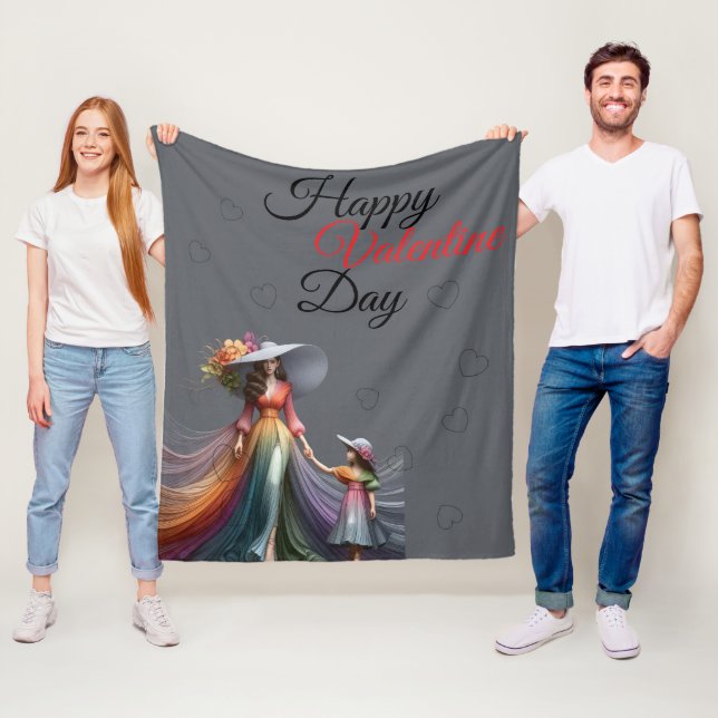 Couverture Polaire Joyeuse Saint-Valentin (En situation)