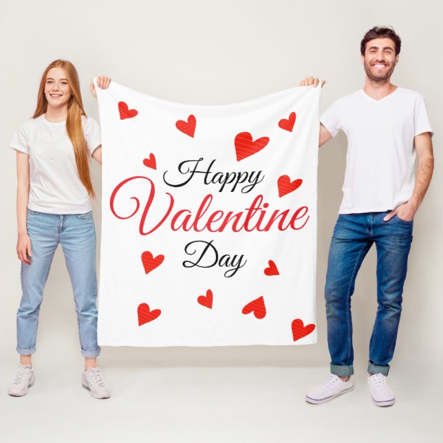 Couverture Polaire Joyeuse Saint-Valentin (En situation)