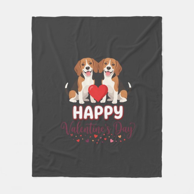 Couverture Polaire Joyeuse Saint-Valentin Couple Beagle (Devant)