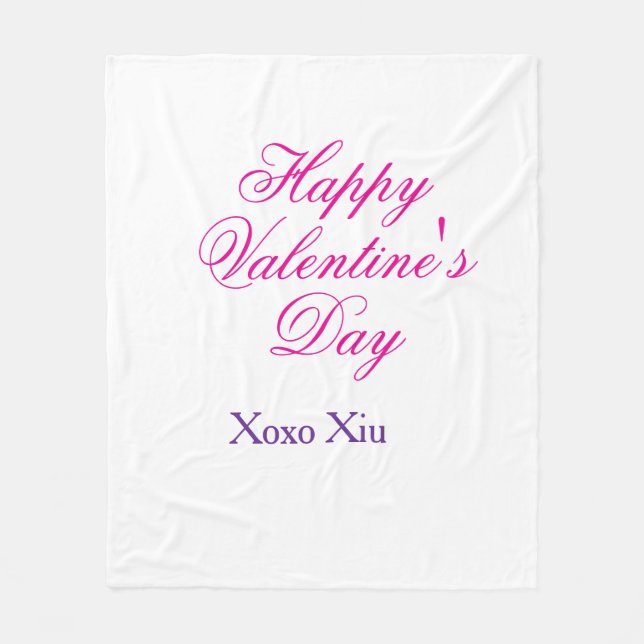 Couverture Polaire Joyeuse Saint-Valentin rose violet xoxo amour nom  (Devant)