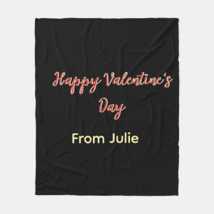 Couverture Polaire Joyeuse Saint-Valentin rouge noir de nom stylé