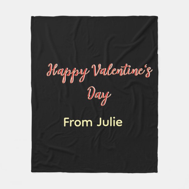 Couverture Polaire Joyeuse Saint-Valentin rouge noir de nom stylé  (Devant)