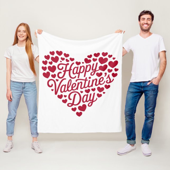 Couverture Polaire Joyeuse Saint-Valentin Saint-Valentin Amour Coeur (En situation)