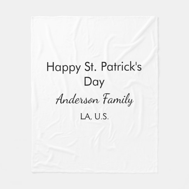 Couverture Polaire Joyeuse st. Patrick nom famille lieu simple g (Devant)