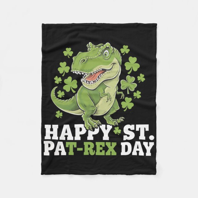 Couverture Polaire Joyeuse St Patrick T-rex Et Trèfles St Patty (Devant)
