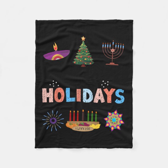 Couverture Polaire Joyeuses fêtes Diwali Kwanzaa Noël Hanoukka (Devant)