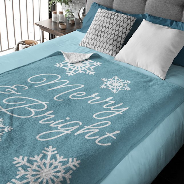 Couverture Polaire Joyeuses Fêtes Festifs Sur Turquoise Blue (Créateur téléchargé)