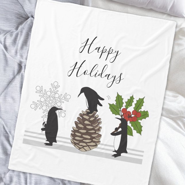 Couverture Polaire Joyeuses Fêtes Mignon Drôle Manchot Noël (Créateur téléchargé)