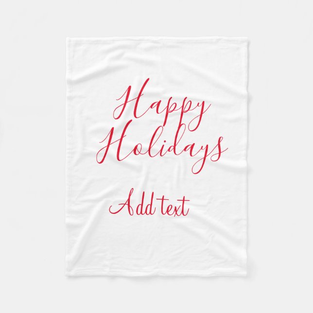 Couverture Polaire Joyeuses fêtes Noël calligraphie rouge simple mi (Devant)