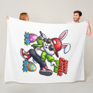 Couverture Polaire Joyeuses Pâques Bruh Lapin Cool Lunettes de soleil