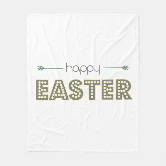 Couverture Polaire joyeuses pâques design moderne simple jaune menthe (Devant)