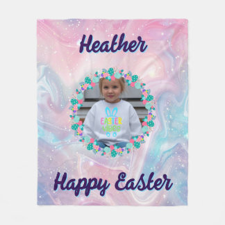 Couverture Polaire Joyeuses Pâques Fleur pastel personnalisé Enfant P