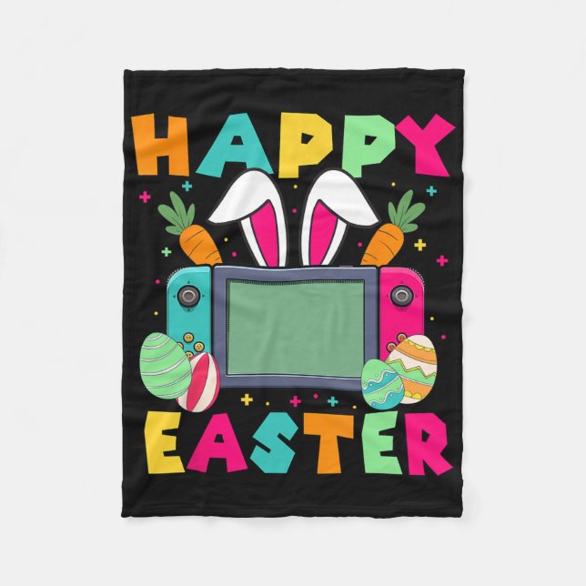 Couverture Polaire Joyeuses Pâques Vidéo Game Lapin Manette de jeu Ga (Devant)