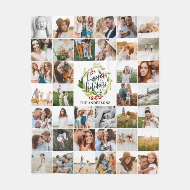 Couverture Polaire Joyeuses vacances aquarelle fleurie vacances famil (Devant)