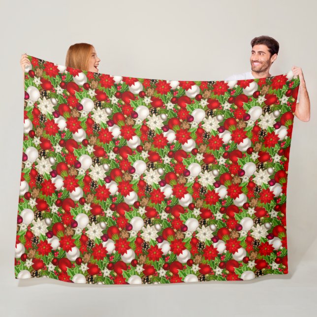 Couverture Polaire Joyeuses vacances Blanche polaire (En situation)