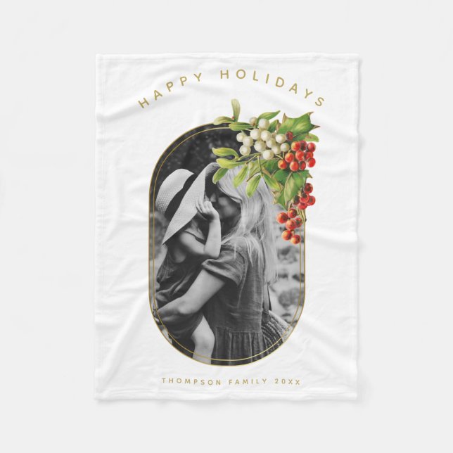 Couverture Polaire Joyeuses vacances Photo personnalisée Noël de fami (Devant)