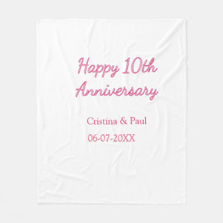 Couverture Polaire Joyeux 10ème anniversaire de mariage simple nom mi