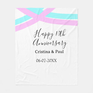 Couverture Polaire Joyeux 10ème anniversaire de mariage simple nom mi