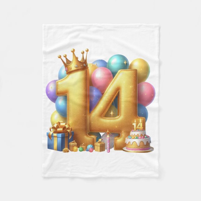 Couverture Polaire Joyeux 14ème anniversaire (Devant)