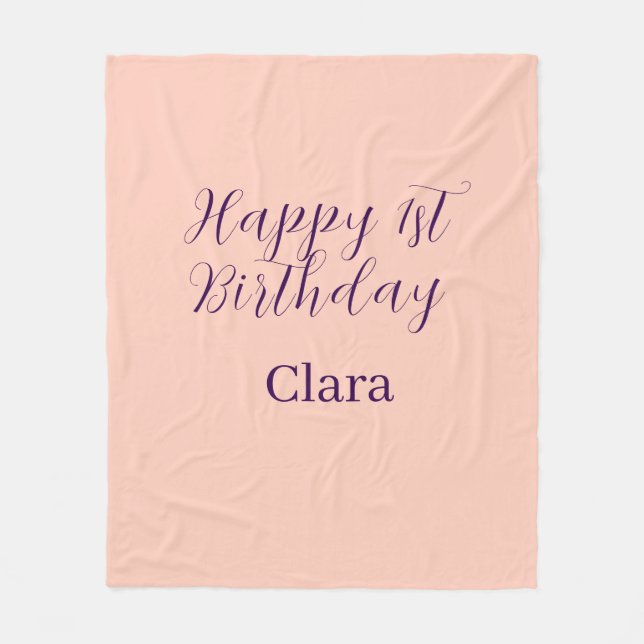 Couverture Polaire Joyeux 1er anniversaire orange violet boho rétro n (Devant)