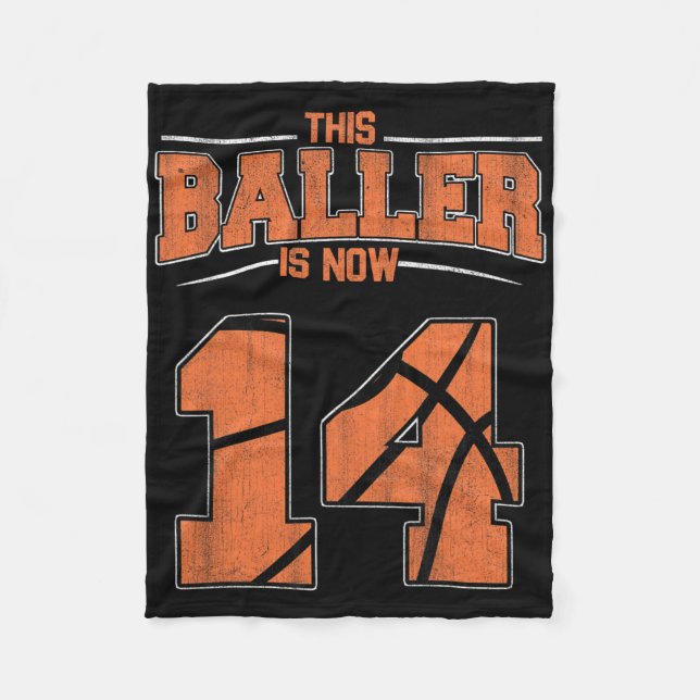 Couverture Polaire Joyeux anniversaire 14 ans Bysketbyll Boys Fourtee (Devant)