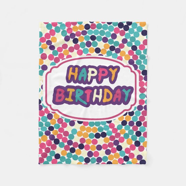 Couverture Polaire Joyeux anniversaire avec texte personnalisé Cercle (Devant)