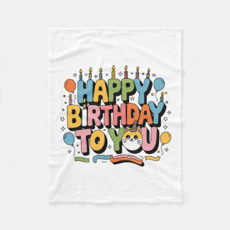 Couverture Polaire Joyeux Anniversaire Chat Mignon