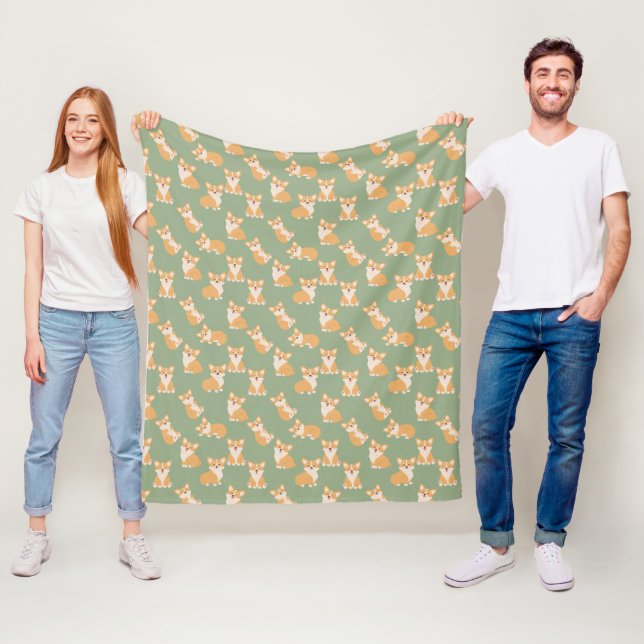 Couverture Polaire Joyeux anniversaire Cute Corgi Motif pour Amoureux (En situation)