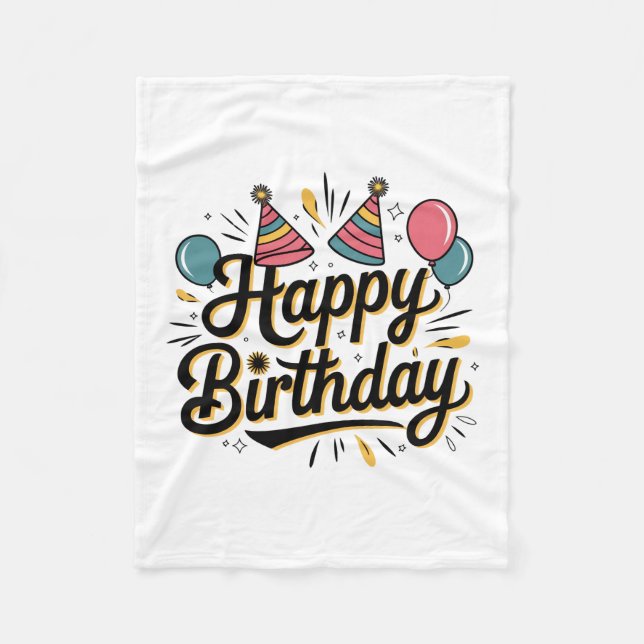 Couverture Polaire Joyeux Anniversaire Festif (Devant)