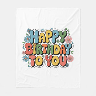 Couverture Polaire Joyeux Anniversaire Floral Groovy