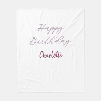 Couverture Polaire Joyeux Anniversaire maron bleu gris nom date paste