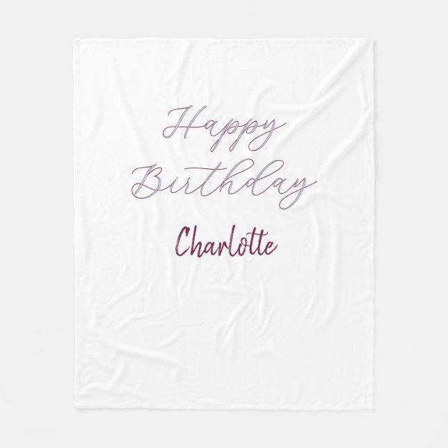 Couverture Polaire Joyeux Anniversaire maron bleu gris nom date paste (Devant)