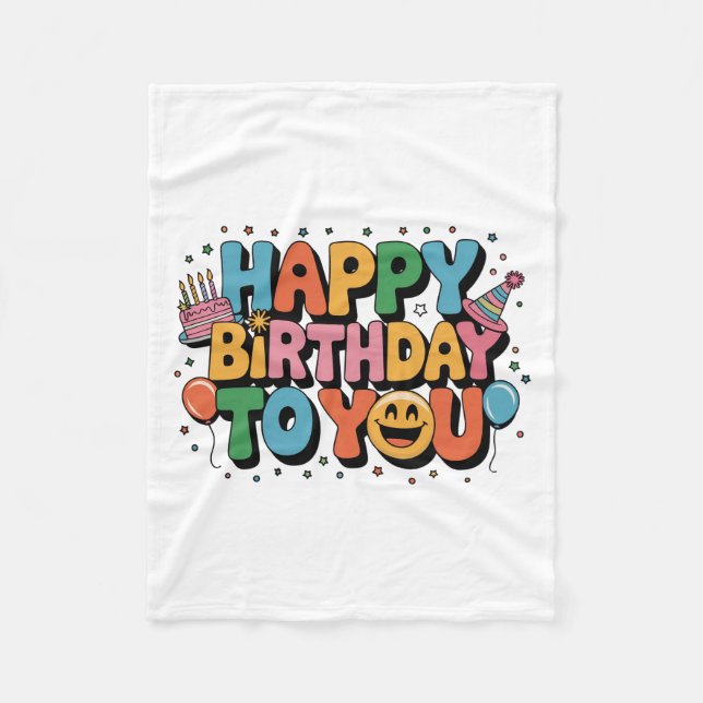 Couverture Polaire Joyeux Anniversaire Smiley (Devant)