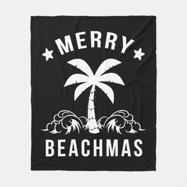 Couverture Polaire Joyeux Beachmas Palm Tree Beach Noël (Devant)