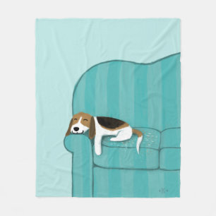 Couverture Polaire Joyeux Beagle de canapé Mignons chiens qui dorme