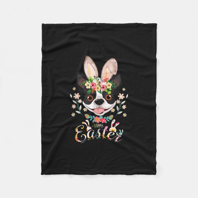 Couverture Polaire Joyeux Bunny Pâques Boston Terrier Amateurs Avec E (Devant)