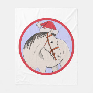 Couverture Polaire Joyeux Cheval de Noël