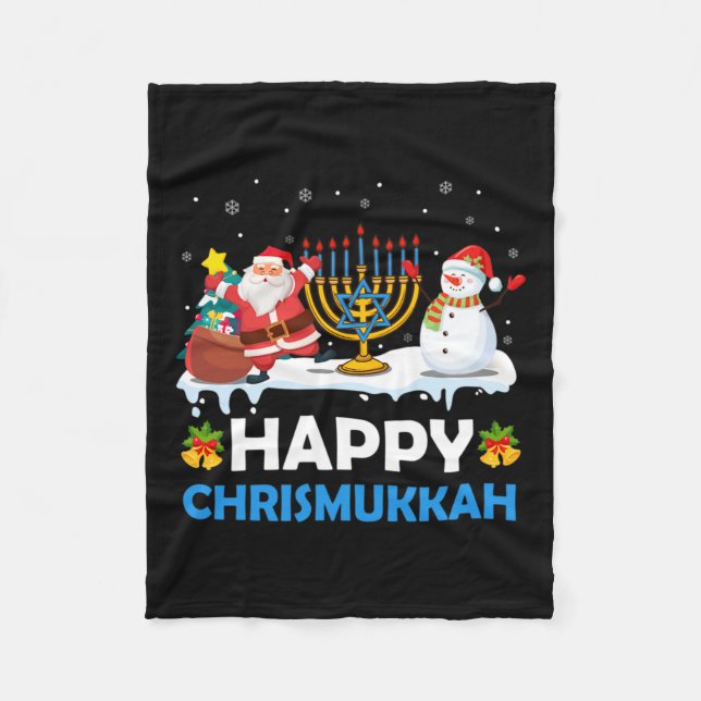 Couverture Polaire Joyeux Chrismukkah Hanoukka Fun Joyeux Juif de Noë (Devant)