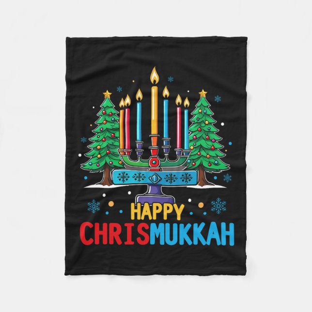 Couverture Polaire Joyeux Chrismukkah Joyeux Noël Hanoukka 3 (Devant)