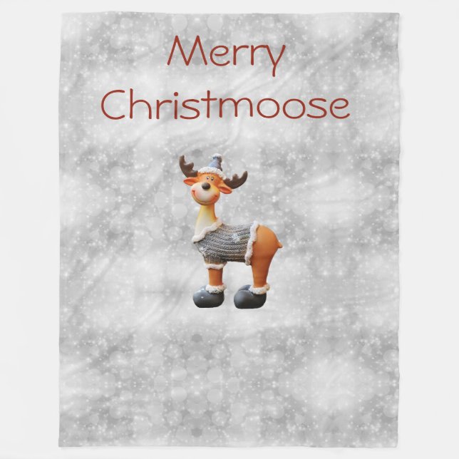 Couverture Polaire Joyeux Christmoose portant un casquette (Devant)