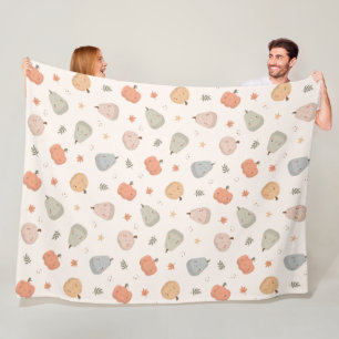 Couverture Polaire Joyeux Citrouille Motif - Blanche polaire
