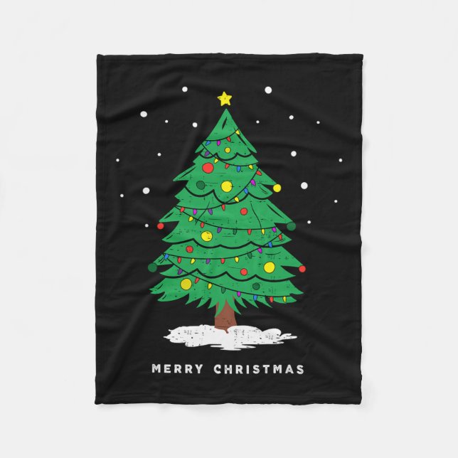 Couverture Polaire Joyeux feu d'arbre de Noël Retro Xmas (Devant)